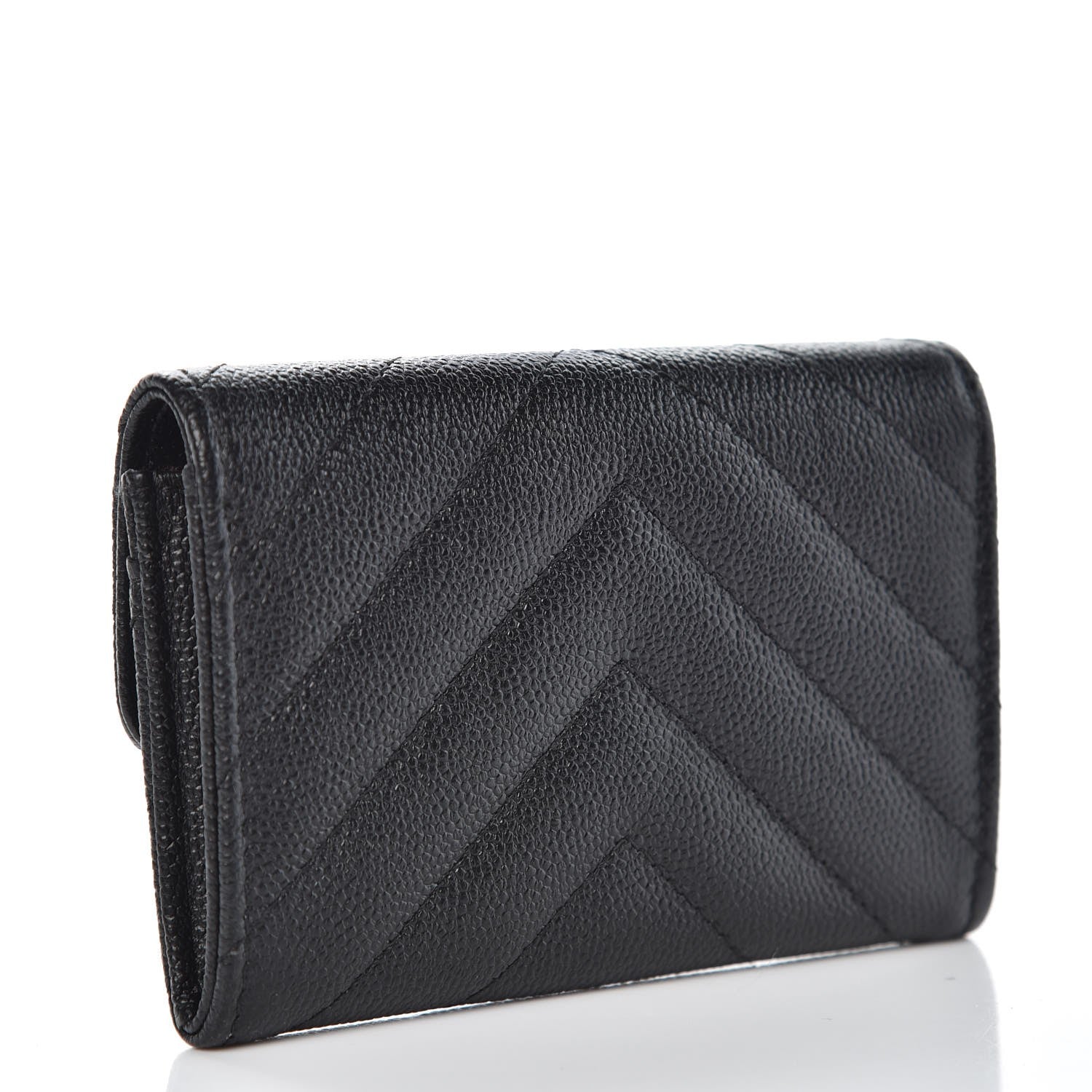 Chanel Iridescent Caviar Chevron Quilted Flap Card Holder Black 3 of 9