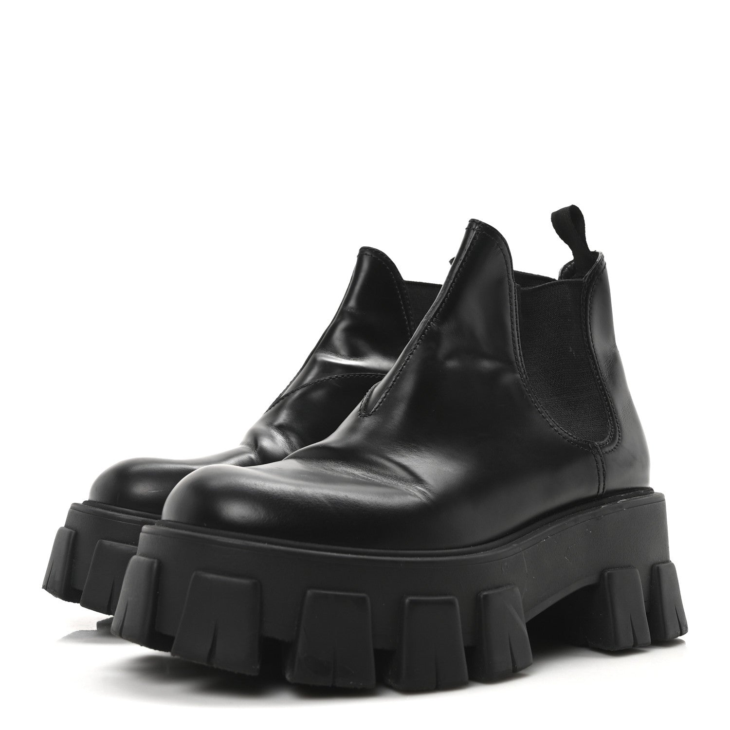 Prada Spazzolato Rois Monolith Chelsea 55mm Ankle Boots 35 Black 4 of 8