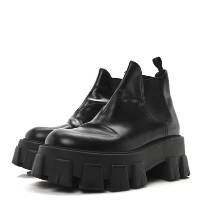 Prada Spazzolato Rois Monolith Chelsea 55mm Ankle Boots 35 Black 4 of 8