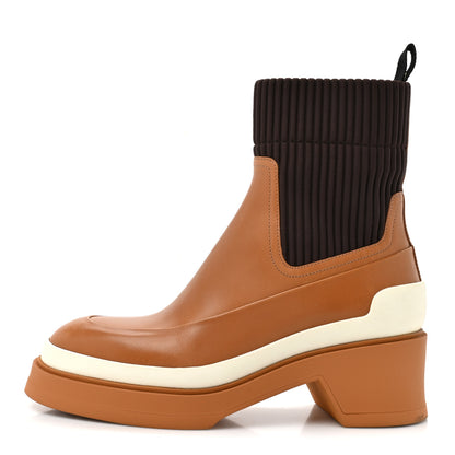 Hermes Veau Toile Technique Vadrouille Chelsea Boots 36 36 Terre De Sienne 1 of 12