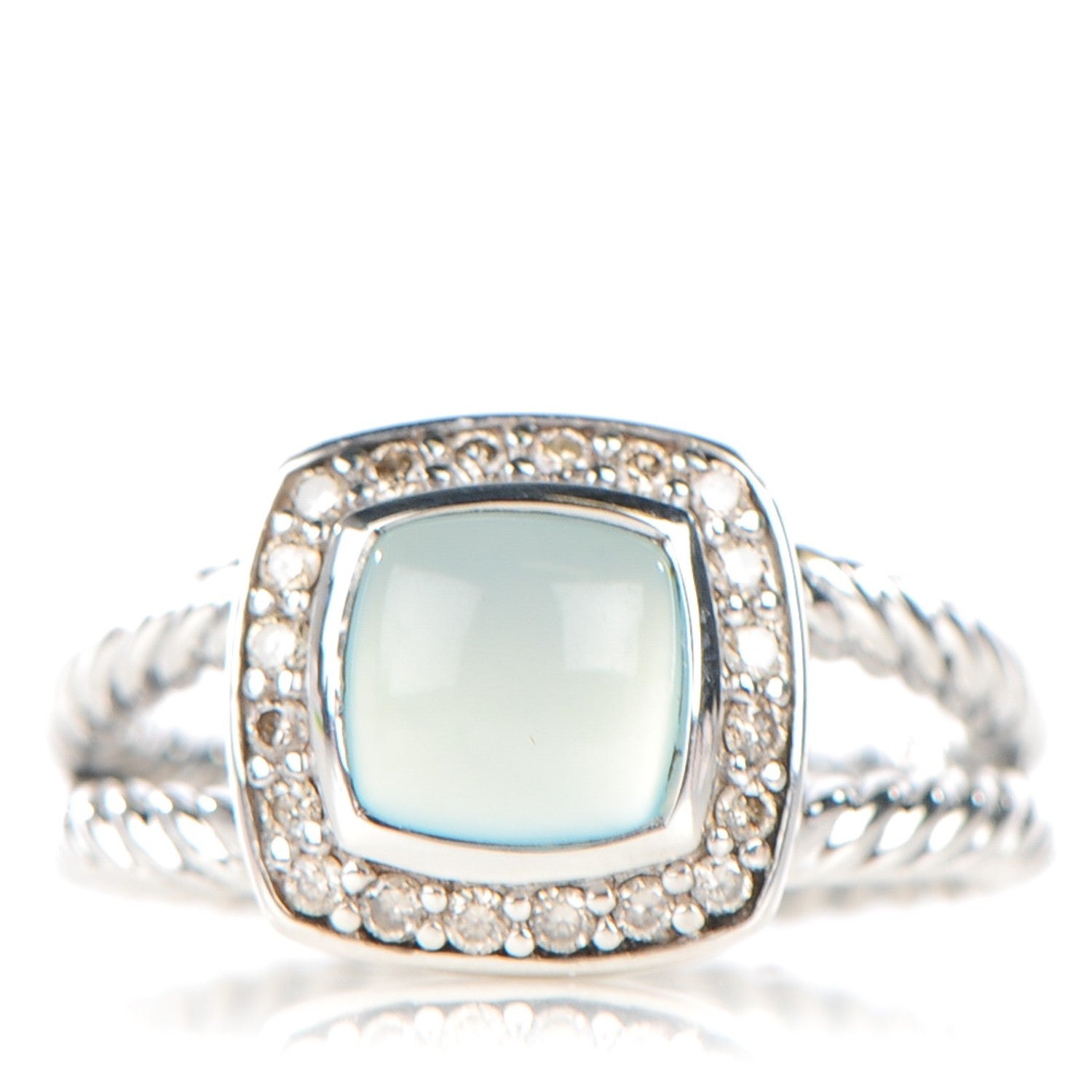 David Yurman Sterling Silver Diamond Chalcedony 7mm Petite Albion Ring 52 6 1 of 5