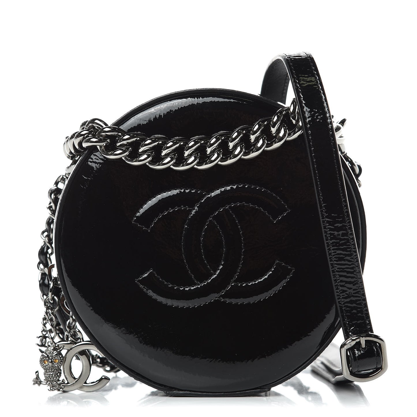 Patent Round As Earth Evening Bag Black