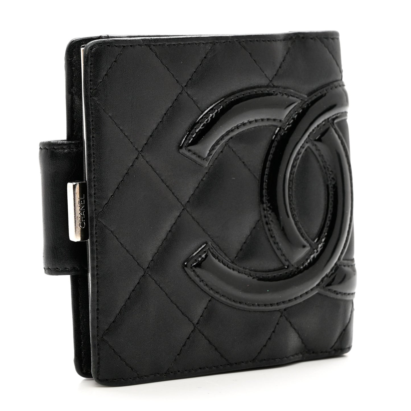 Calfskin Quilted Cambon Bi-Fold Wallet Black