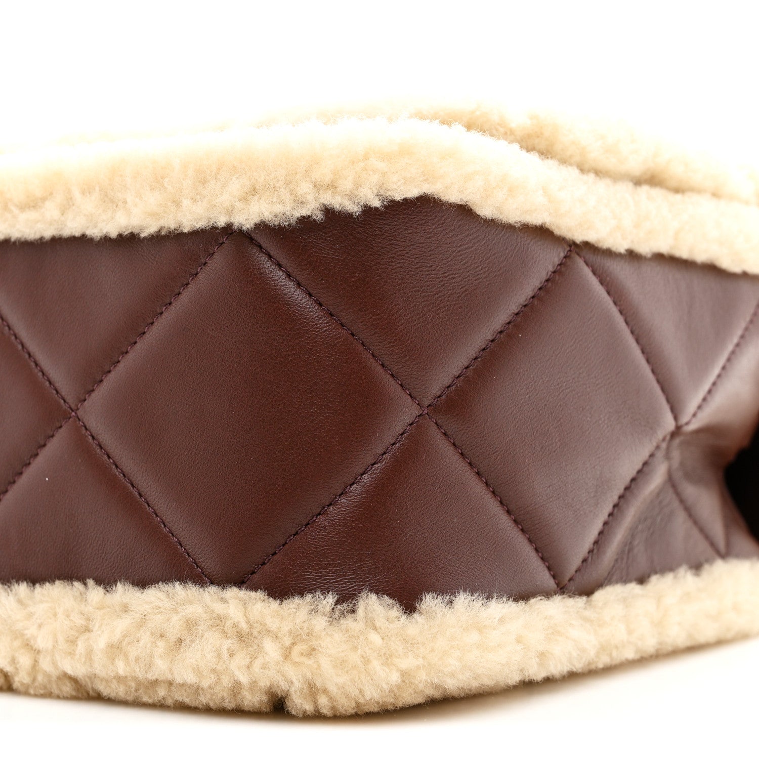Chanel Shearling Lambskin Quilted Large Furry Coco Flap Beige Dark Brown 10 of 10