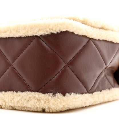 Chanel Shearling Lambskin Quilted Large Furry Coco Flap Beige Dark Brown 10 of 10
