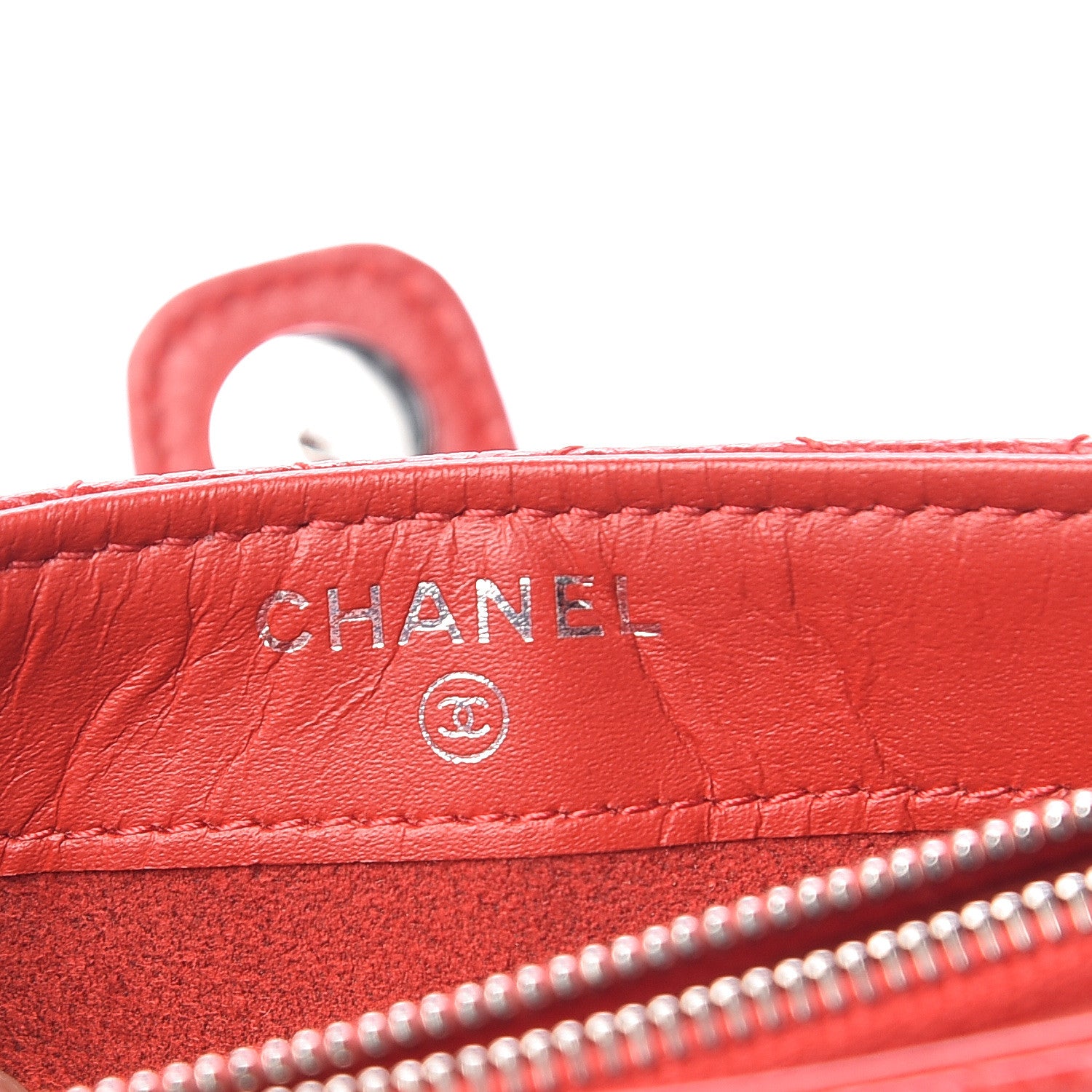 Chanel Caviar Quilted Mini Phone Holder Clutch Red 8 of 13
