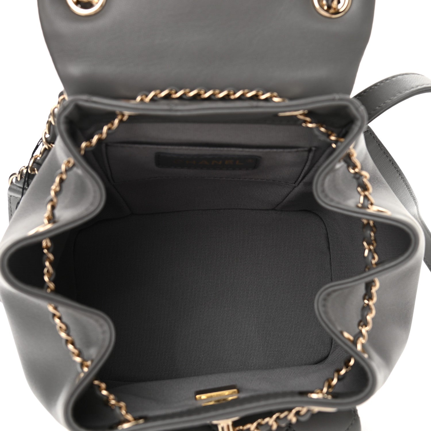 Chanel Lambskin Quilted Small Duma Drawstring Backpack Grey 5 of 10