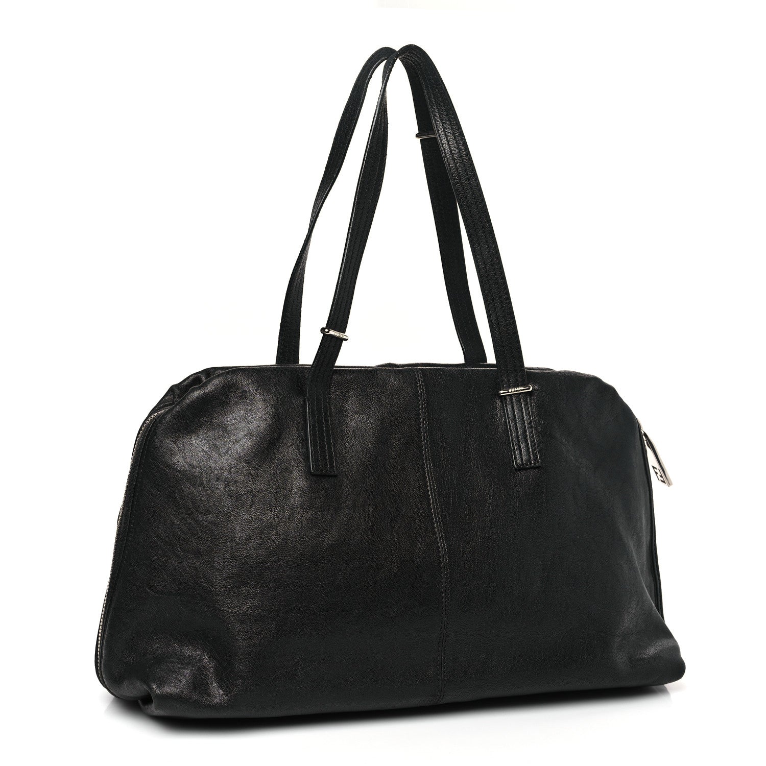Fendi Sheepskin Zipper Satchel Black 3 of 13
