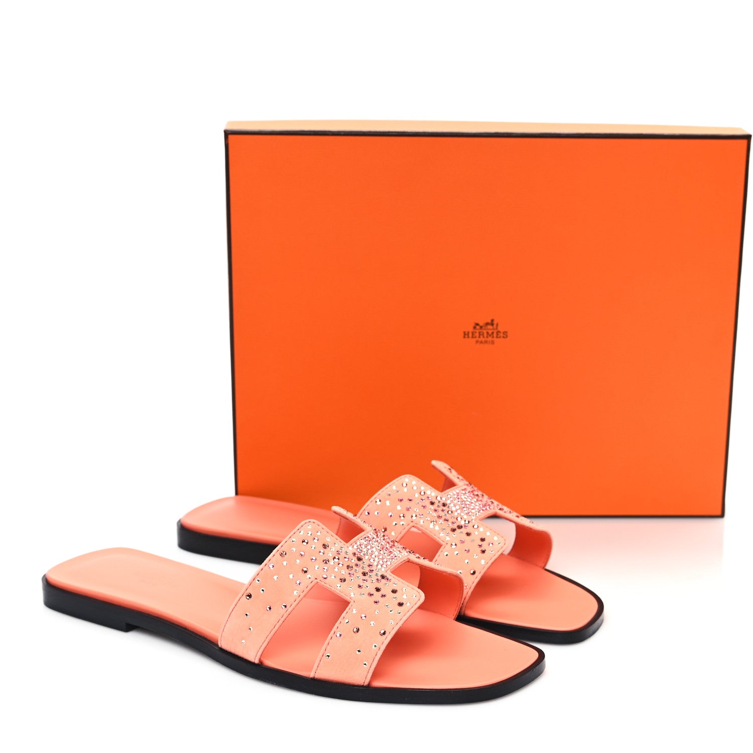 Hermes Suede Goatskin Rhinestone Oran Sandals 39.5 Orange Joey 9 of 9