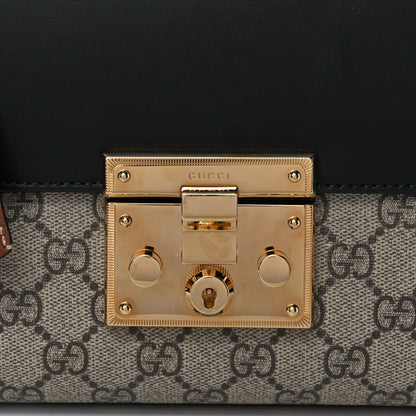 Gucci GG Supreme Monogram Calfskin Medium Padlock Shoulder Bag Beige Black Cuir 9 of 13
