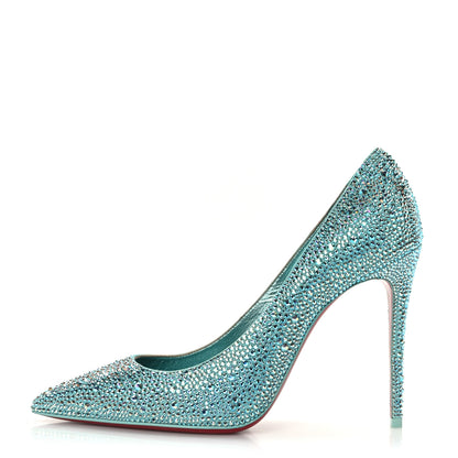 Christian Louboutin Veau Velours Strass Kate 100 Pumps 37 Bermuda Aqua Bohem 1 of 7