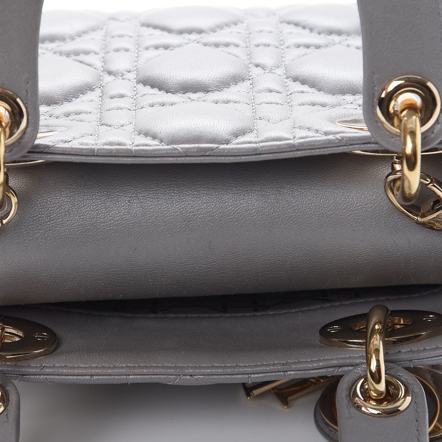 Christian Dior Metallic Lambskin Cannage Mini Lady Dior Grey 10 of 10