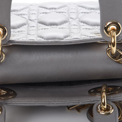 Christian Dior Metallic Lambskin Cannage Mini Lady Dior Grey 10 of 10