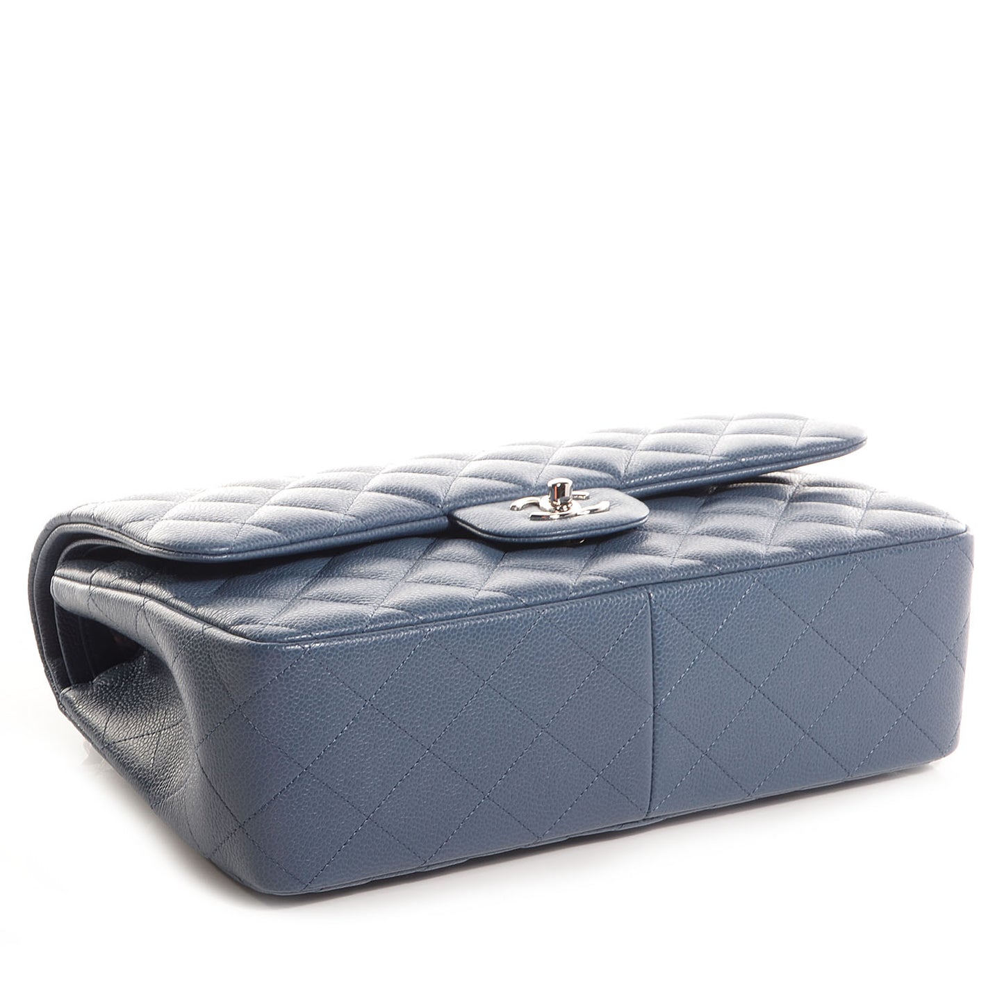 Caviar Quilted Jumbo Double Flap Blue