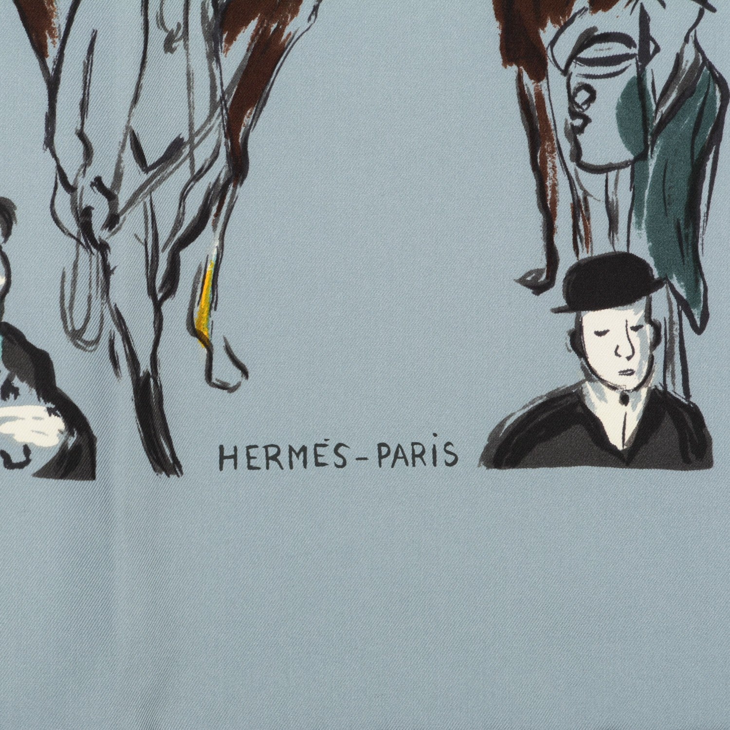 Hermes Silk Paddock Scarf 90 Gris Jaune D'Or Marron 3 of 6