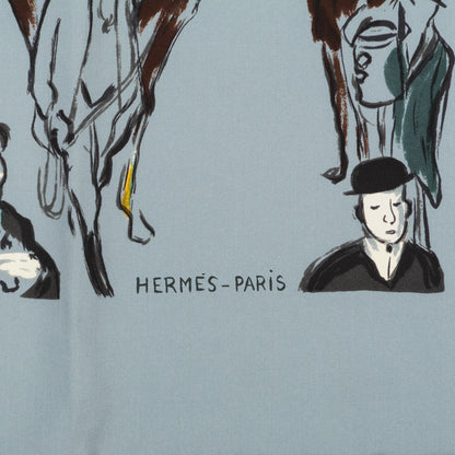 Hermes Silk Paddock Scarf 90 Gris Jaune D'Or Marron 3 of 6