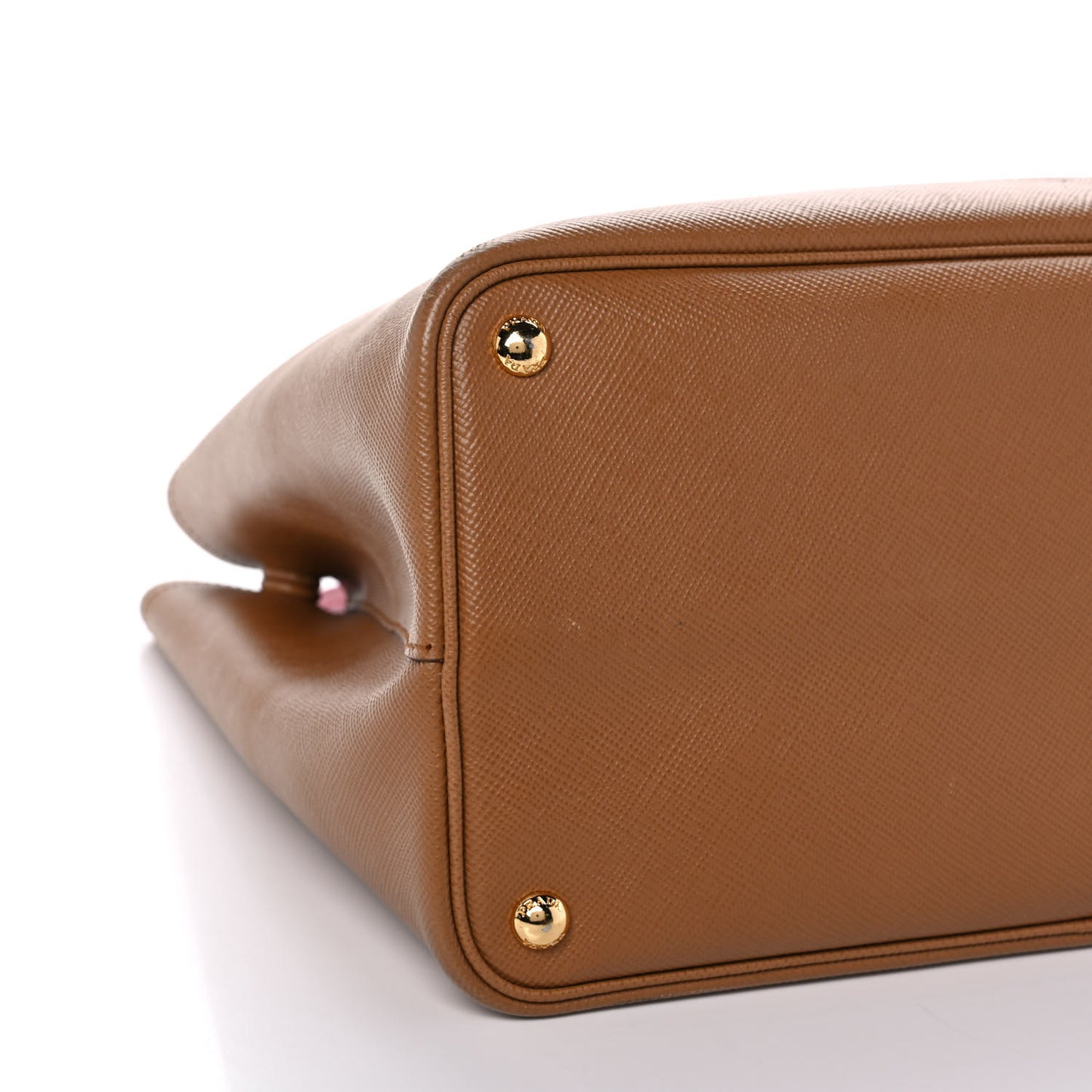 Saffiano Cuir Medium Double Handle Bag Caramel Fuoco