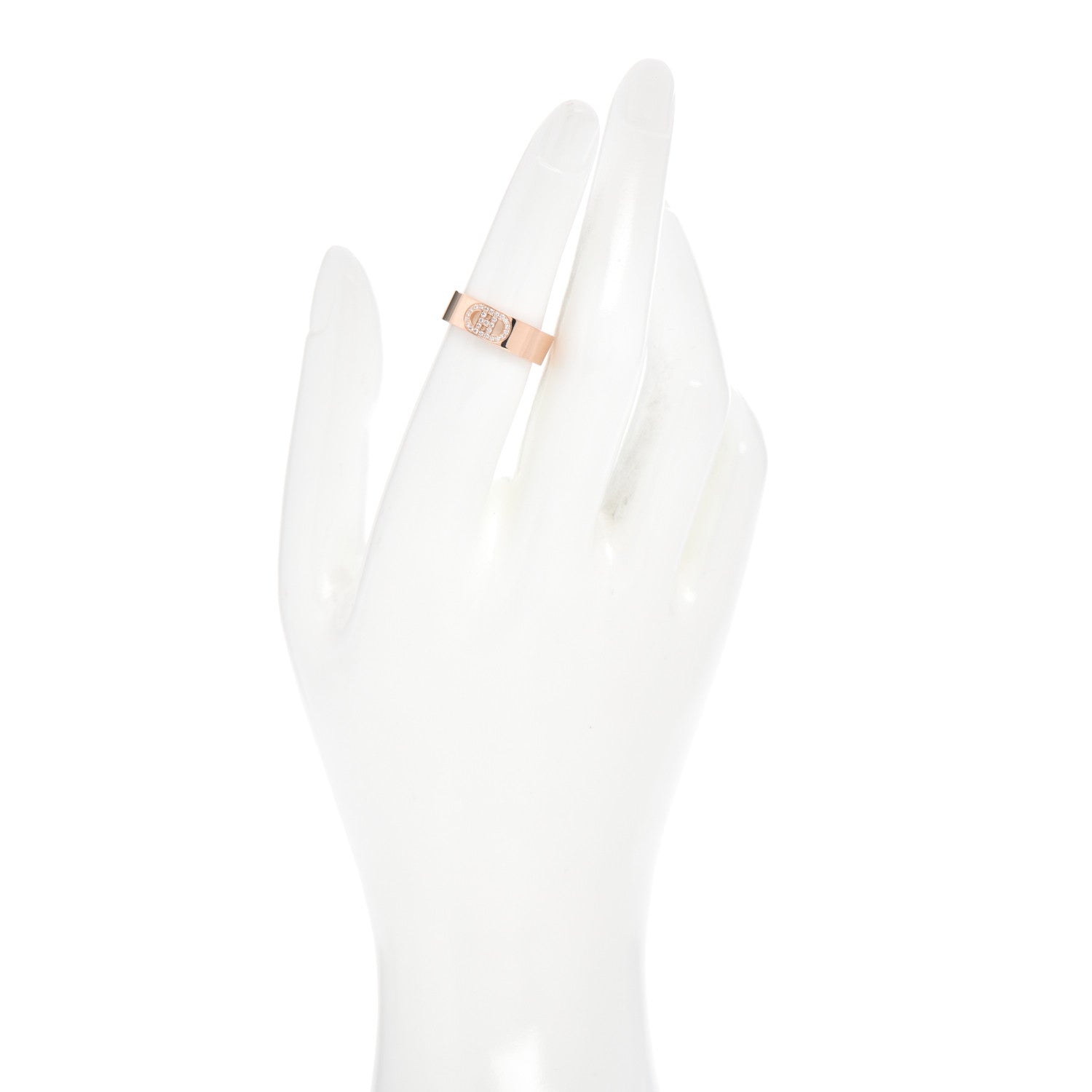 Hermes 18K Rose Gold Diamond PM H D'Ancre Ring 51 5.75 2 of 5