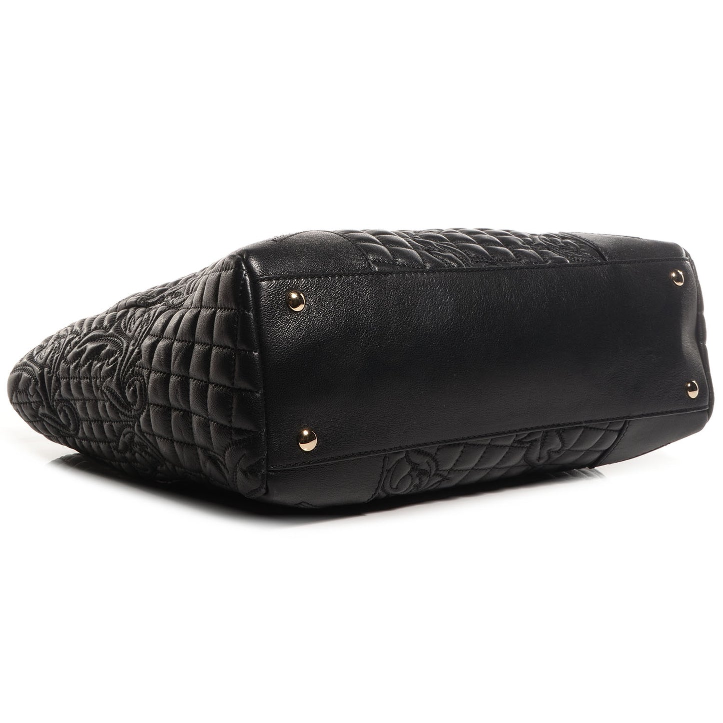 Barocco Quilted Leather Elettra Vanitas Tote Black