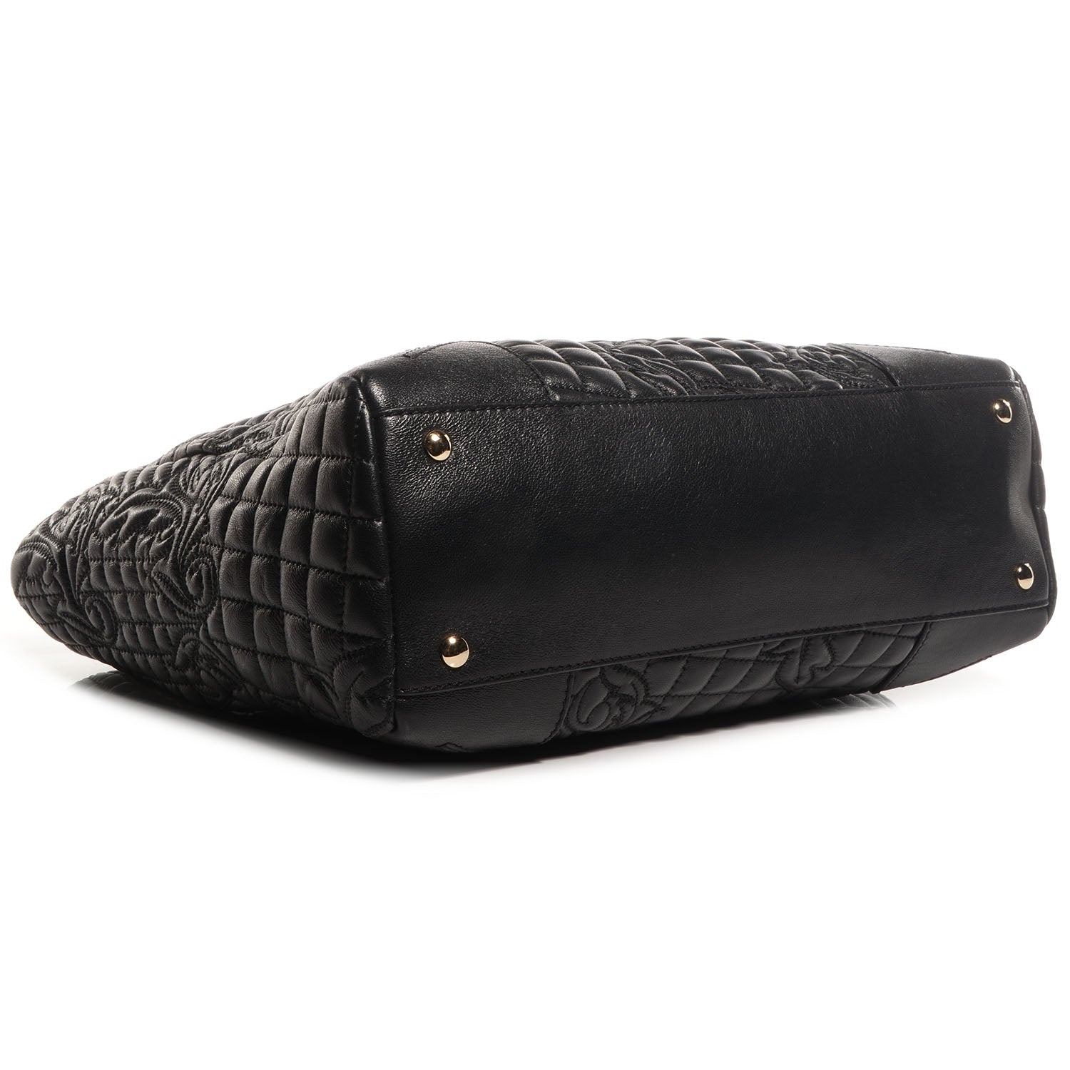 Versace Barocco Quilted Leather Elettra Vanitas Tote Black 4 of 9