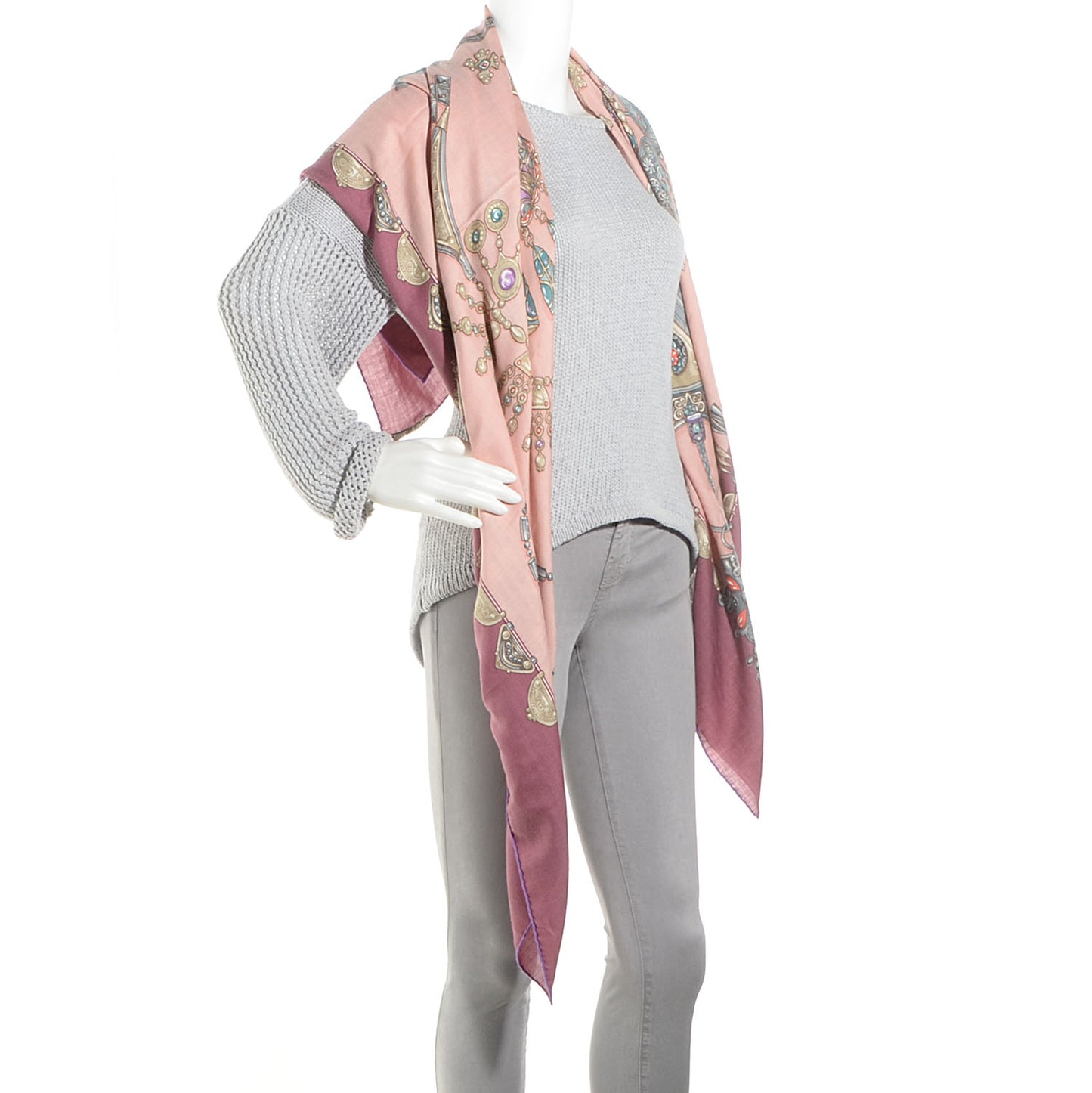 Cashmere Silk Parures Des Sables Shawl 140 Vieux Rose Beige Rose Pale