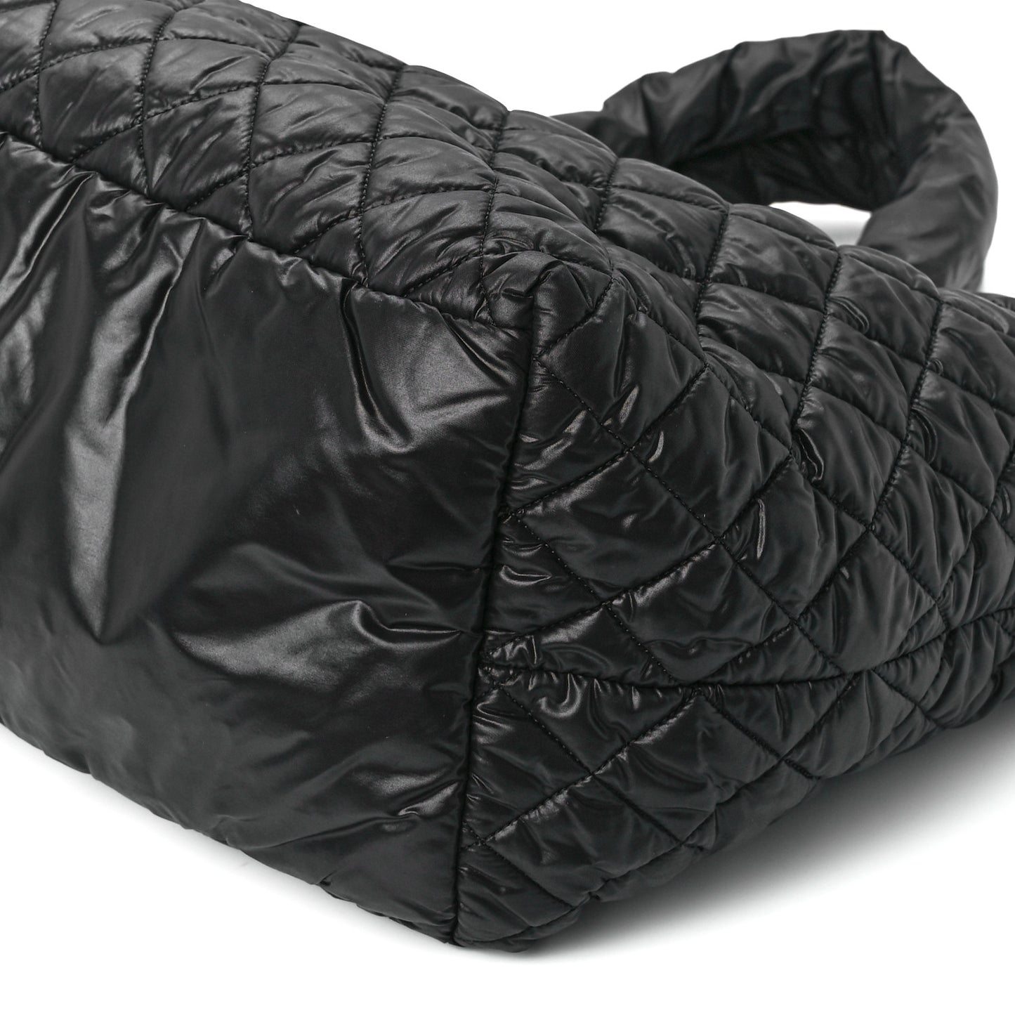 Nylon Quilted Large Coco Cocoon Tote Black