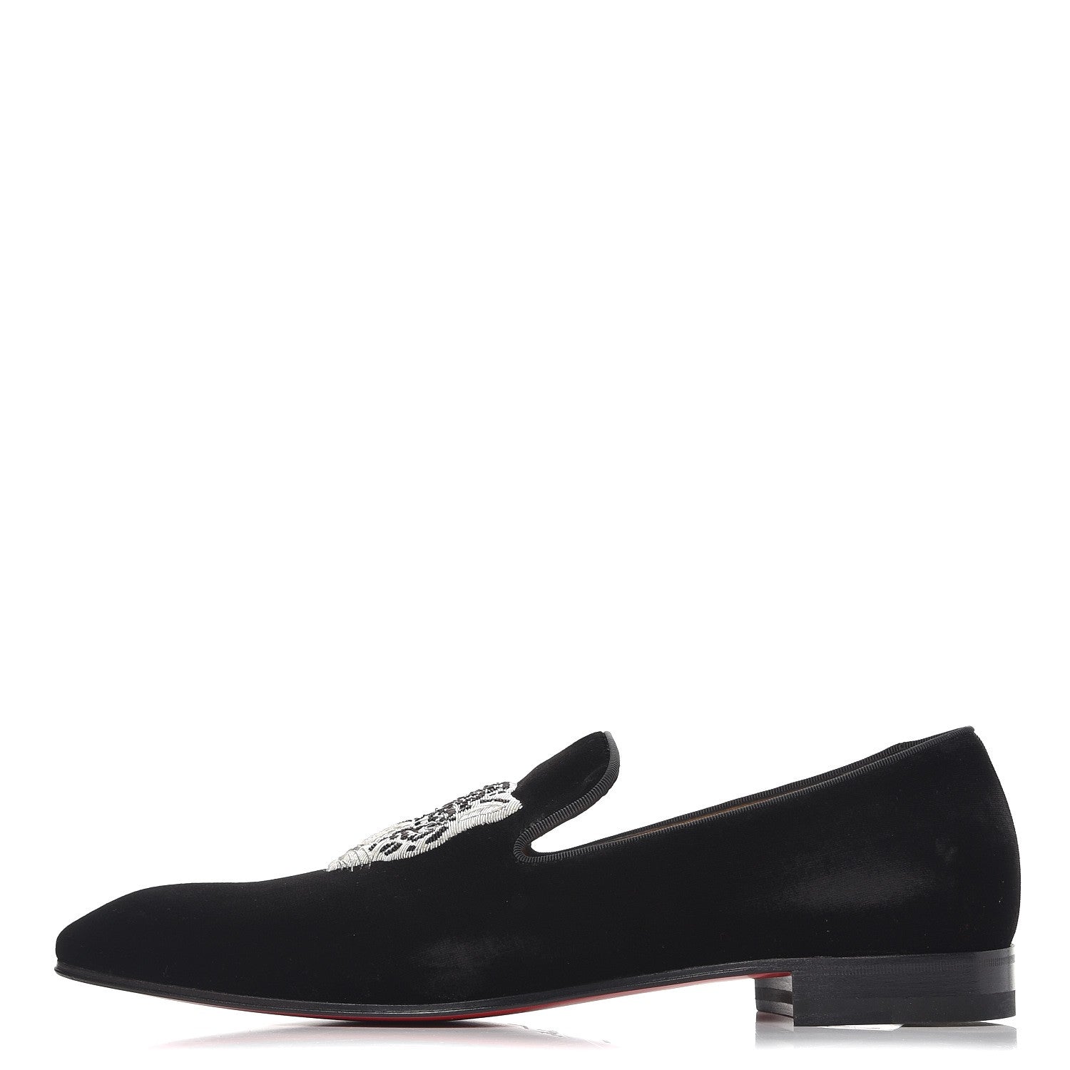 Christian Louboutin Mens Velvet Brode Dandeleo Flat Loafers 42 Black 1 of 10
