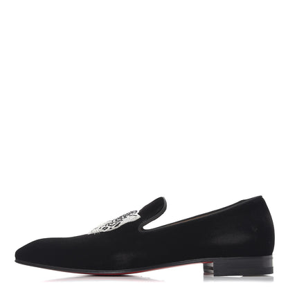Christian Louboutin Mens Velvet Brode Dandeleo Flat Loafers 42 Black 1 of 10