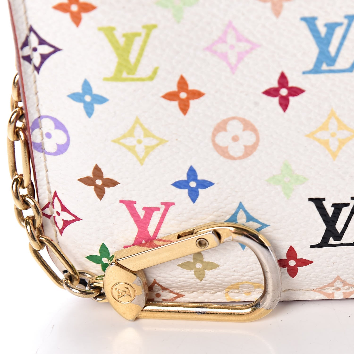 Louis Vuitton Monogram Multicolor Key Pouch White Litchi 8 of 12