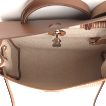 Hermes Vache Hunter Toile H Vibration Herbag Zip Retourne 31 PM Fauve Ecru Beige 6 of 13