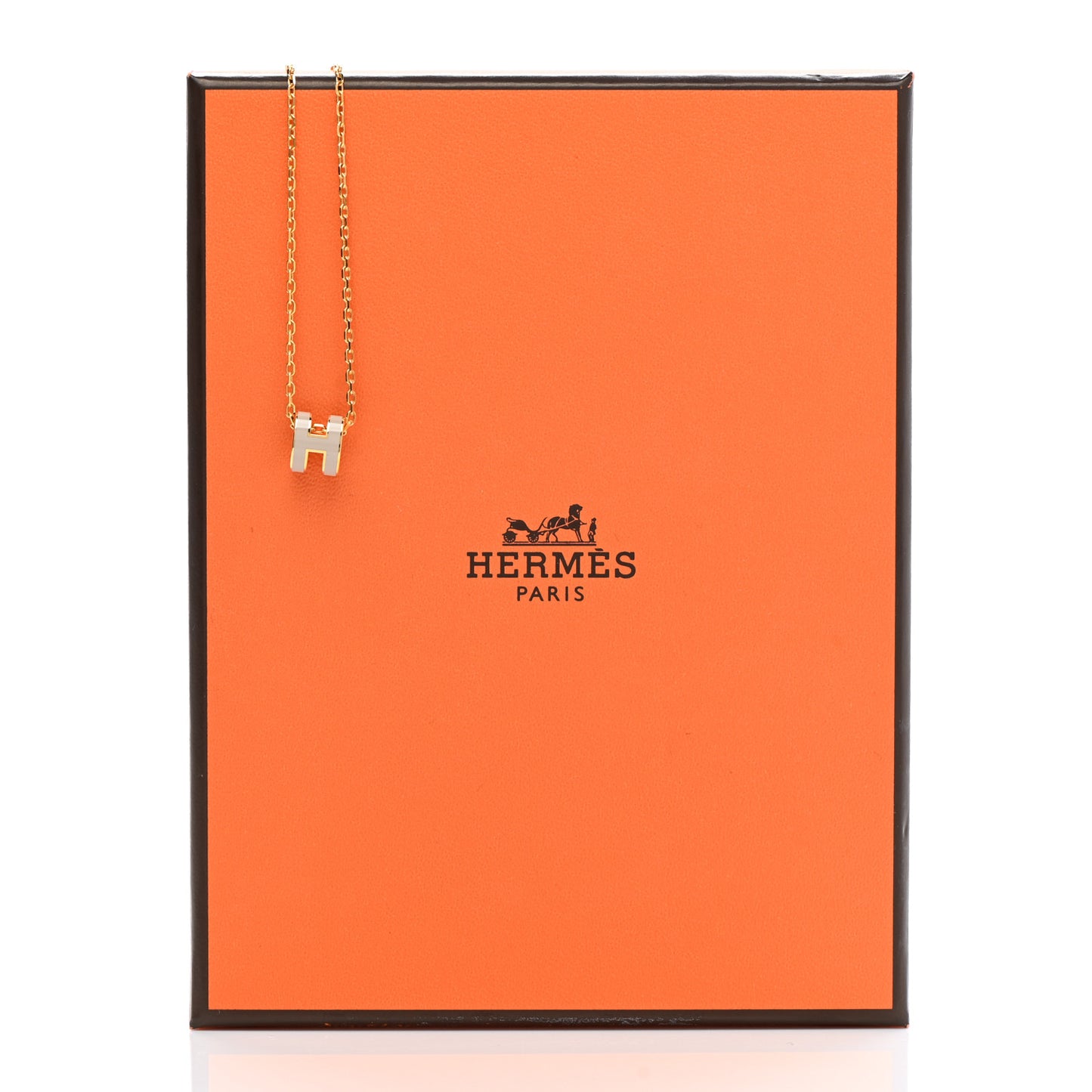 Lacquered Gold Mini Pop H Pendant Necklace Marron Glace