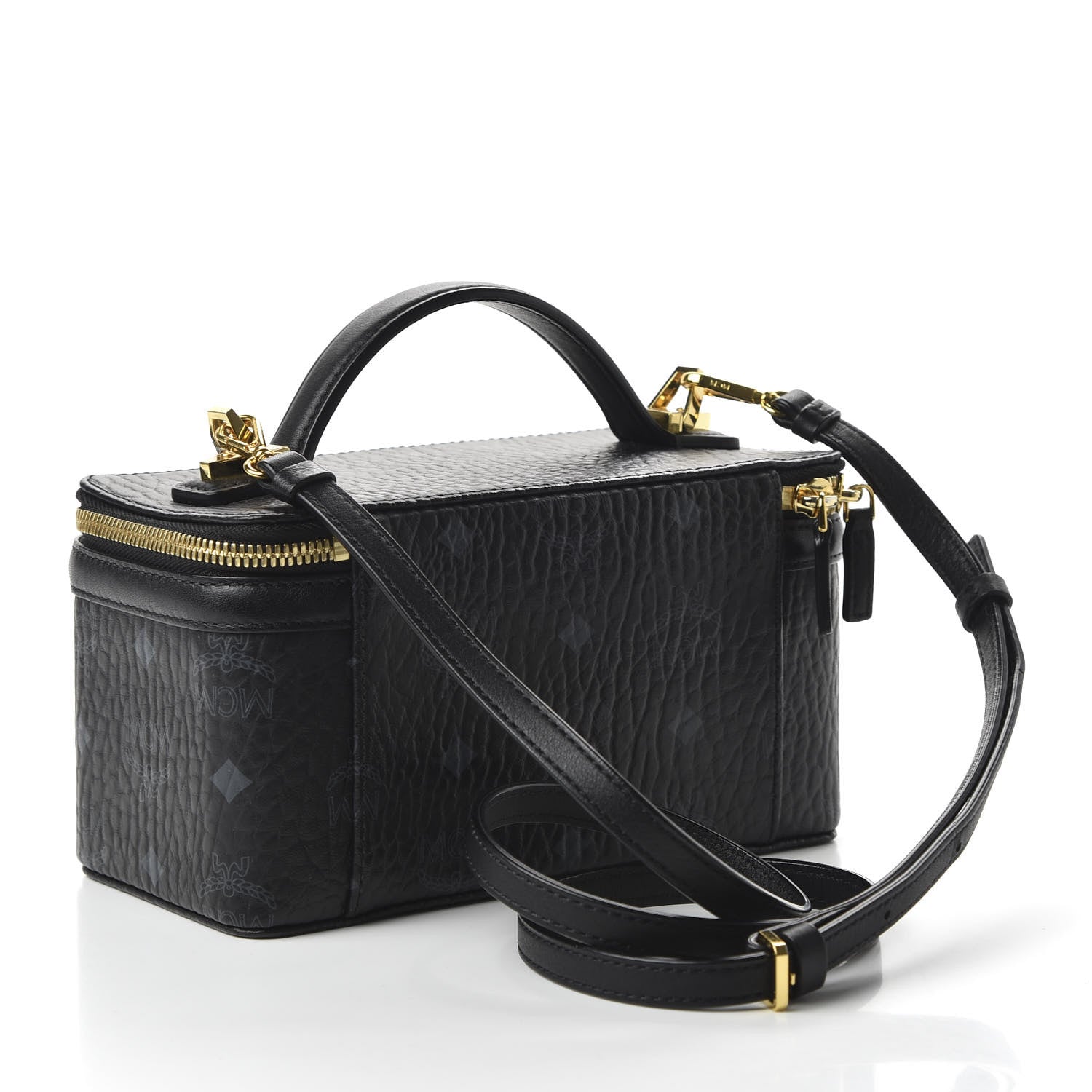 VANITY BAG／black MCM Visetos Rockstar Vanity Case Black 670076 – FASHIONPHILE