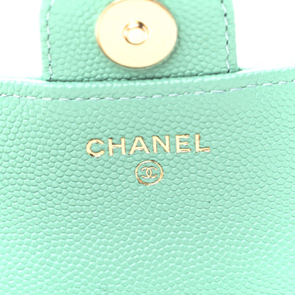 Chanel Caviar Quilted Flap Phone Holder With Chain Turquoise 6 of 11
