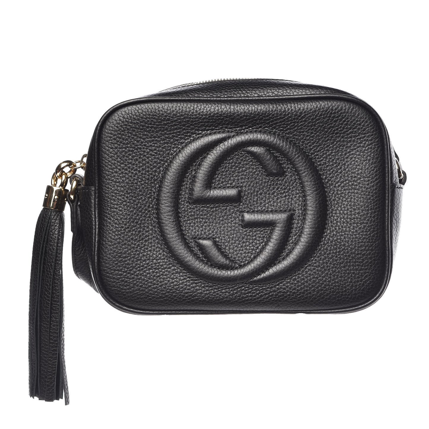 Pebbled Calfskin Small Soho Disco Bag Black