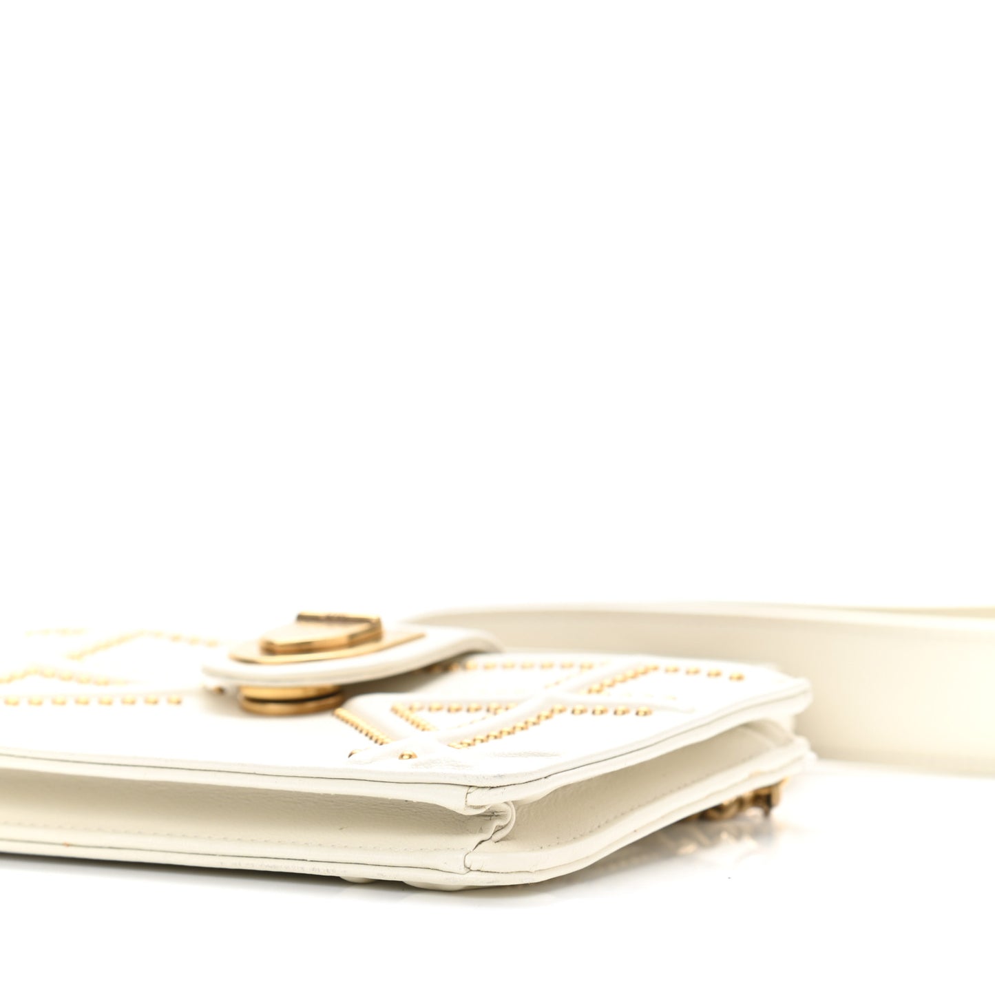 Lambskin Studded Phone Case Diorama Latte
