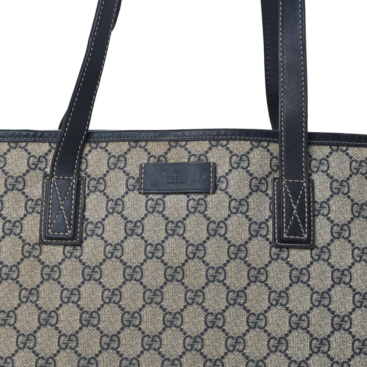 GG Supreme Monogram Medium Zippered Shopping Tote Navy