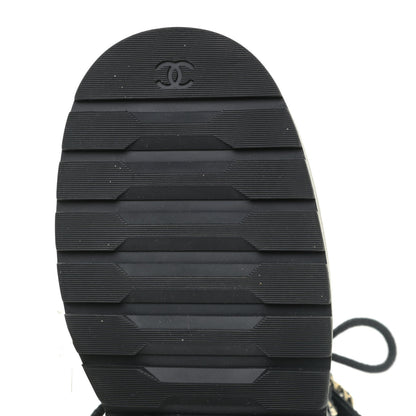Chanel Shiny Calfskin Quilted Lace Up Combat Boots 37 Black 8 of 12