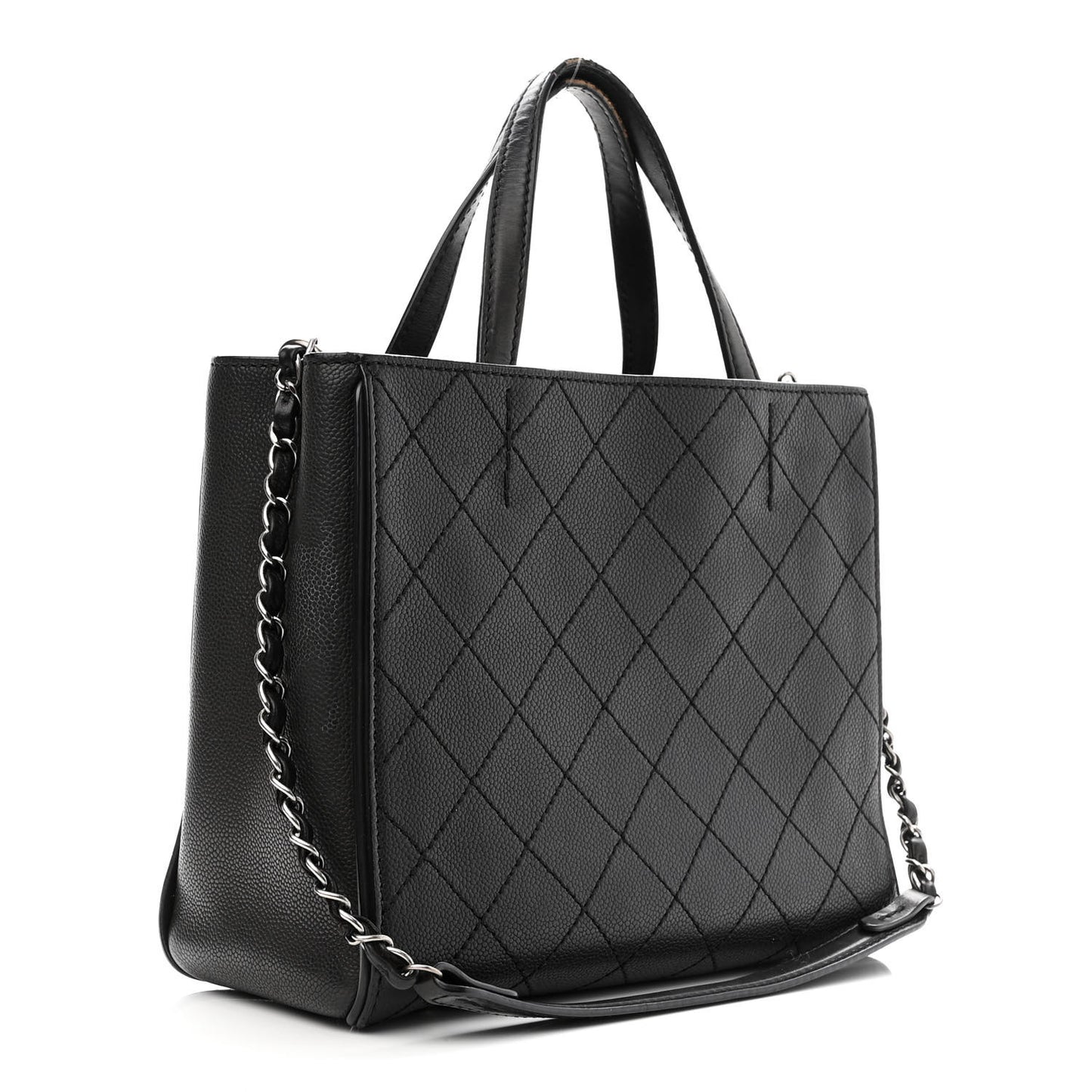 Calfskin Stitched Hamptons Tote Black