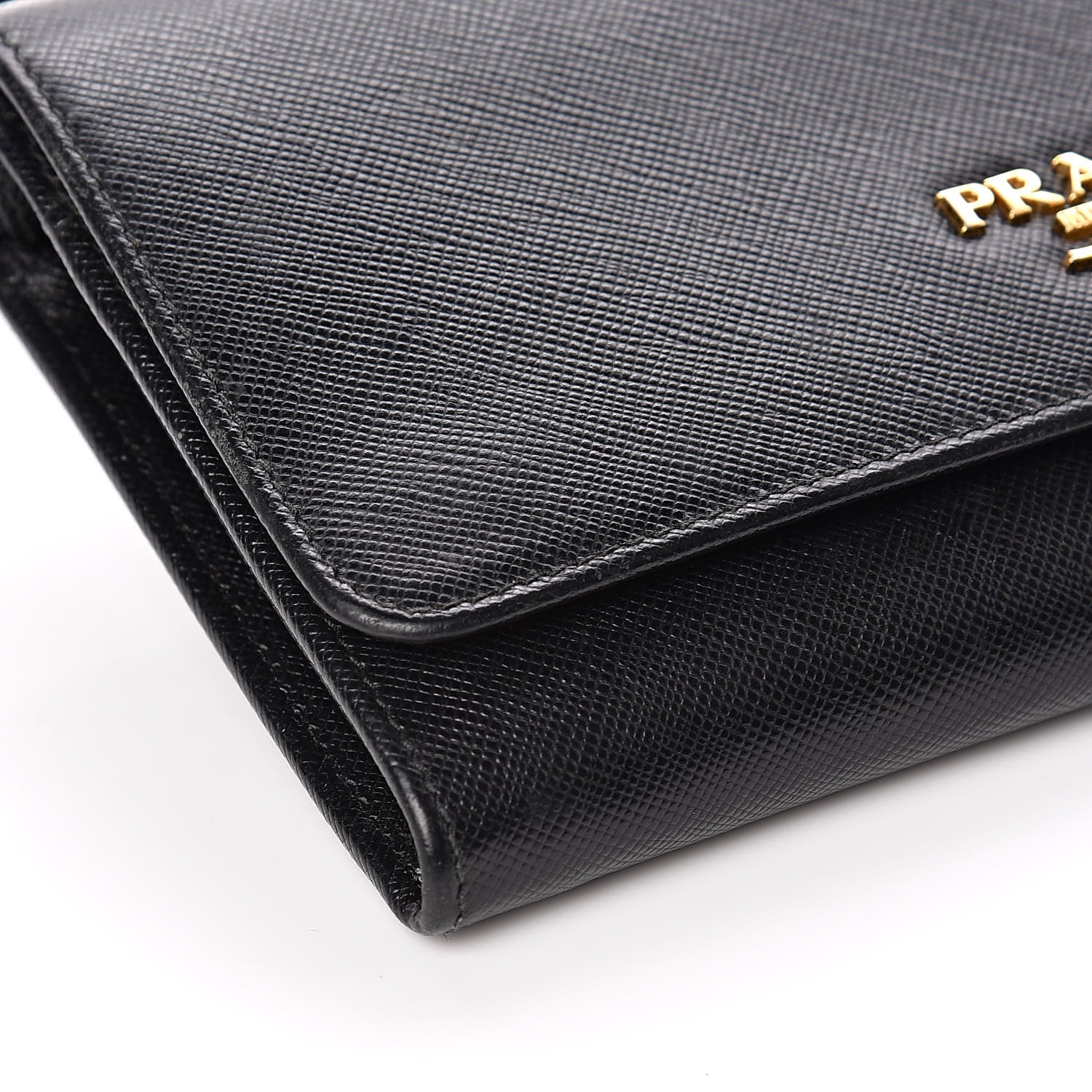 Prada Saffiano Metal Flap Wallet With Strap Black 9 of 11