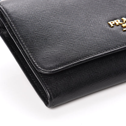 Prada Saffiano Metal Flap Wallet With Strap Black 9 of 11
