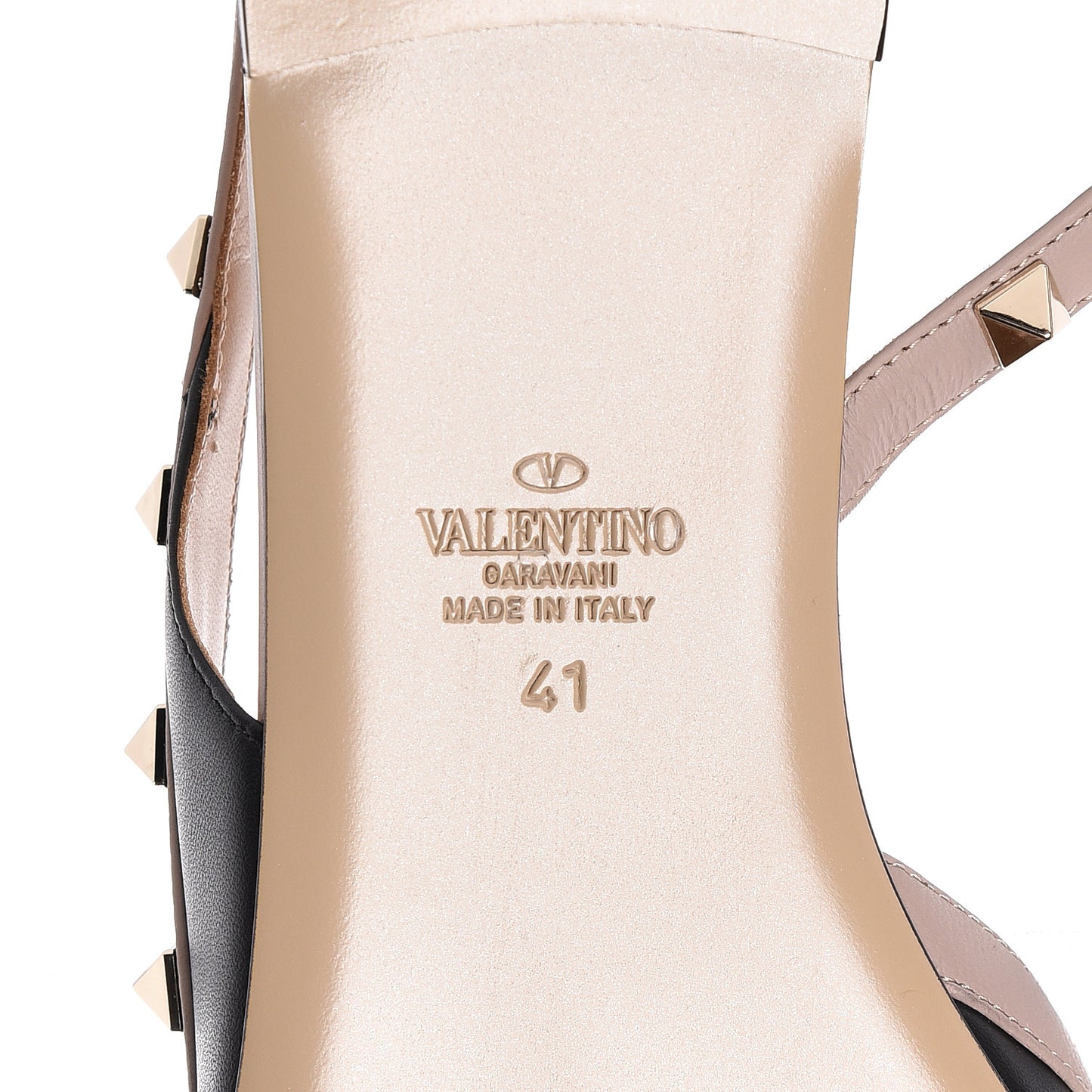 Nappa Rockstud Slingback Flats 41 Black Poudre