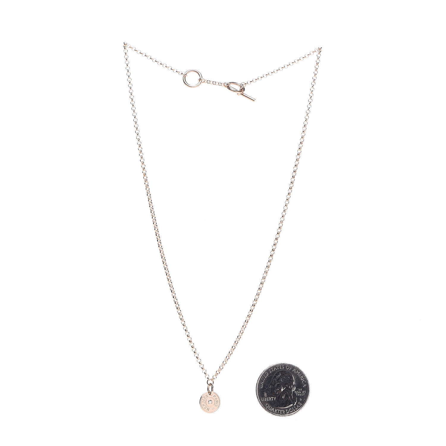 Hermes 18K Rose Gold Diamond Gambade Clou de Selle Necklace 2 of 6