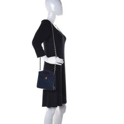 Chanel Aged Calfskin Quilted Small 31 Shopping Bag Navy 3 of 13