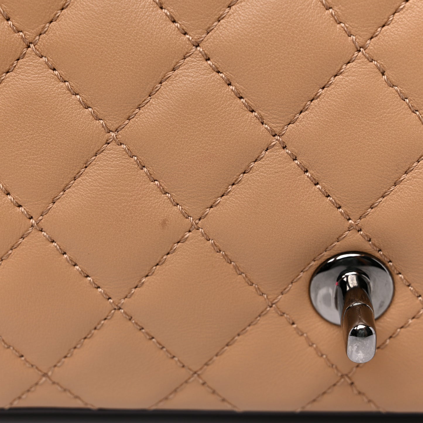 Calfskin Quilted Medium Coco Corset Flap Brown Beige