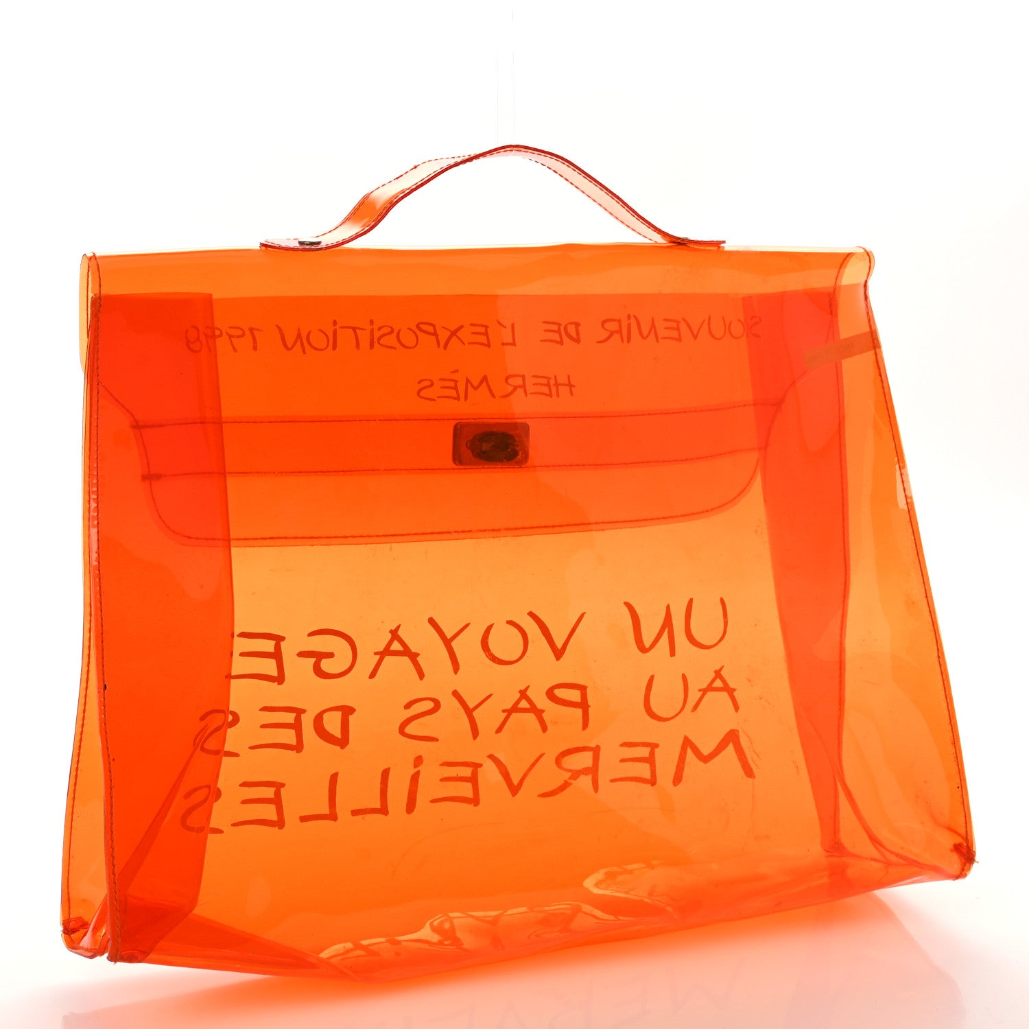 Hermes Vinyl Souvenir De L'Exposition Kelly Orange 3 of 12