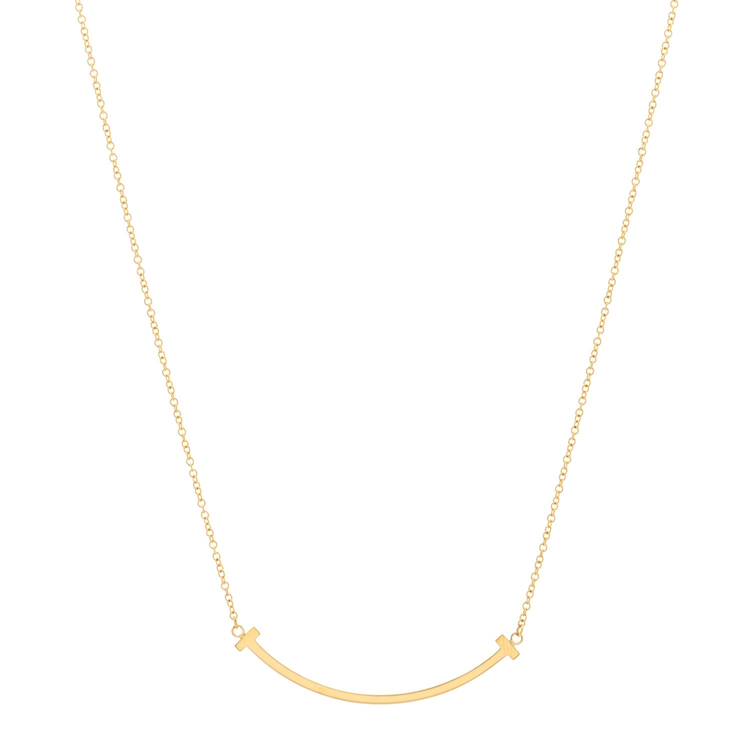 Tiffany 18K Yellow Gold Small T Smile Pendant Necklace 1 of 6