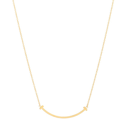 Tiffany 18K Yellow Gold Small T Smile Pendant Necklace 1 of 6