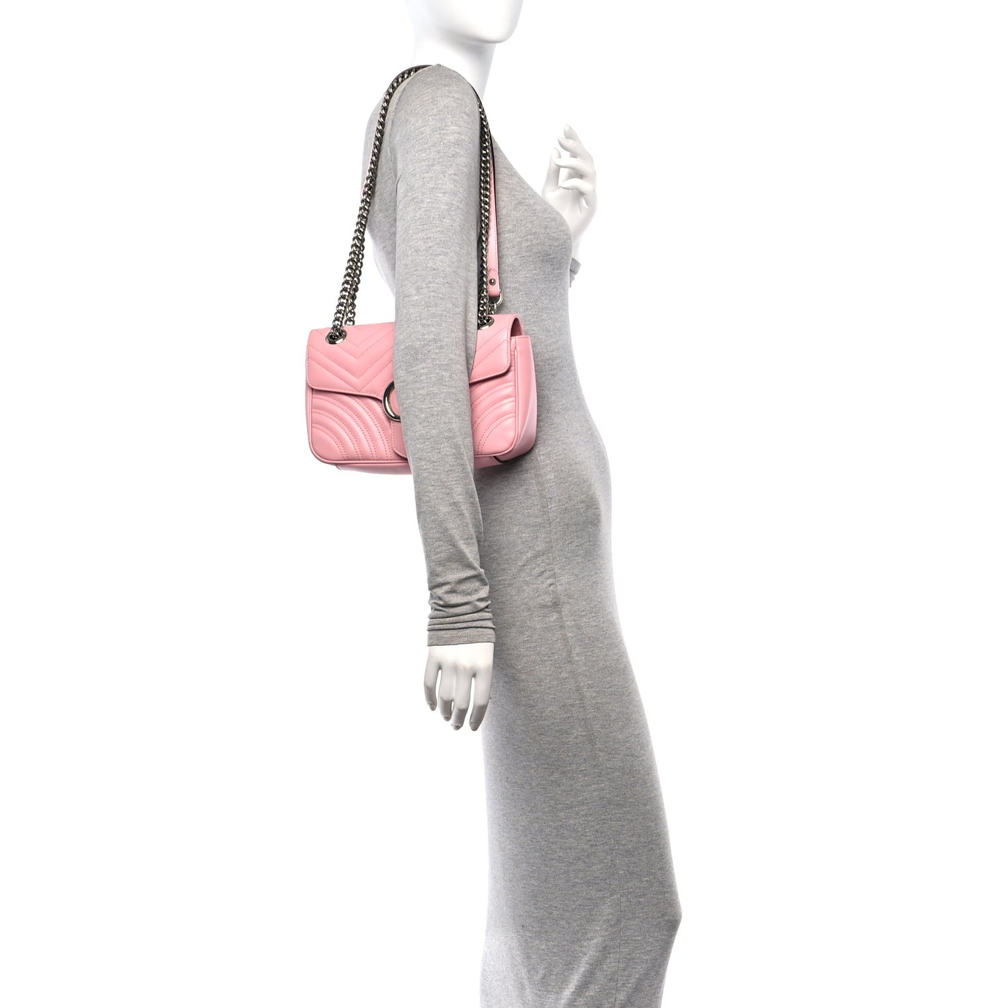 Calfskin Matelasse Small GG Marmont Shoulder Bag Wild Rose