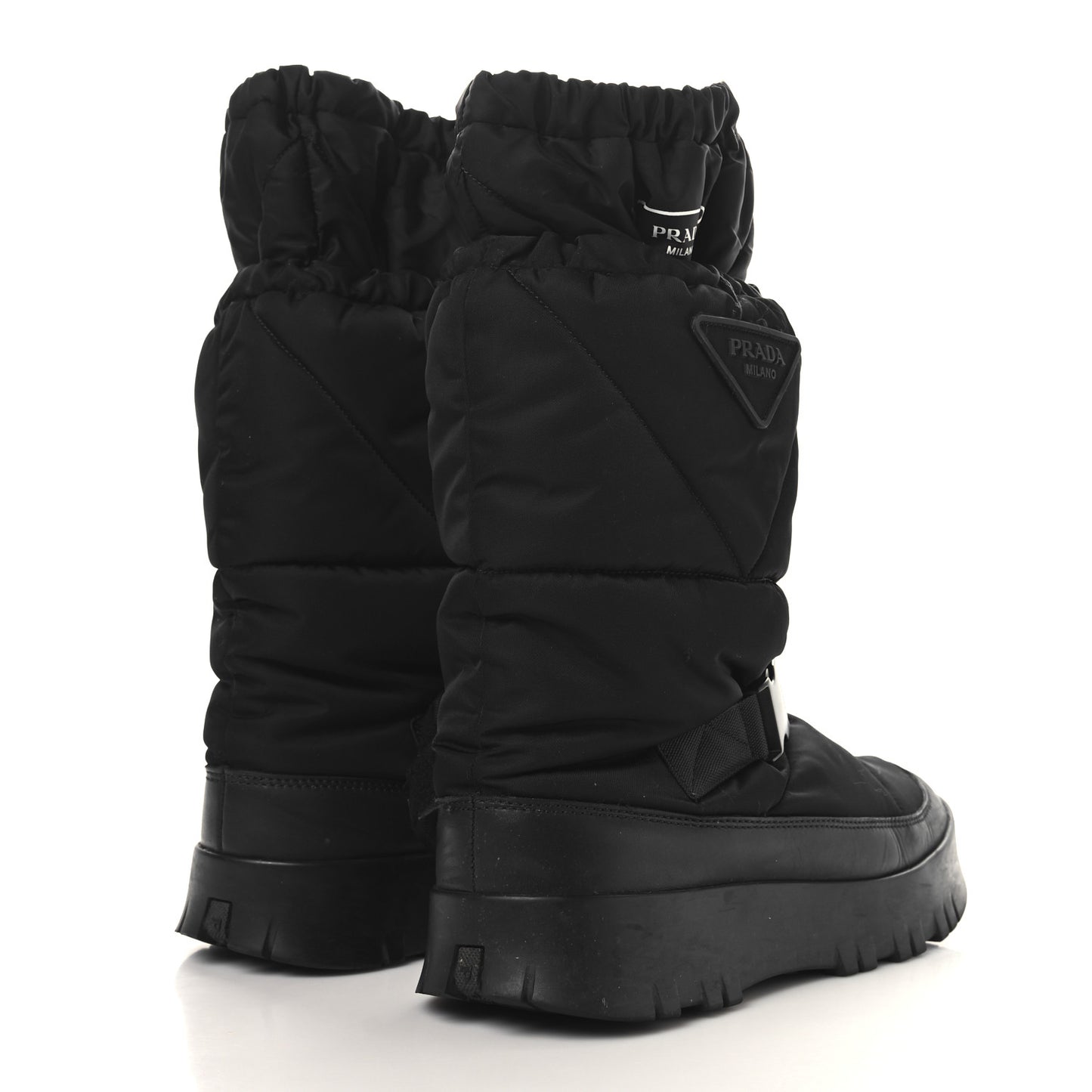 Re-Nylon Gabardine Rubber Triangle Logo Mens Padded Snow Boots 8.5 Black