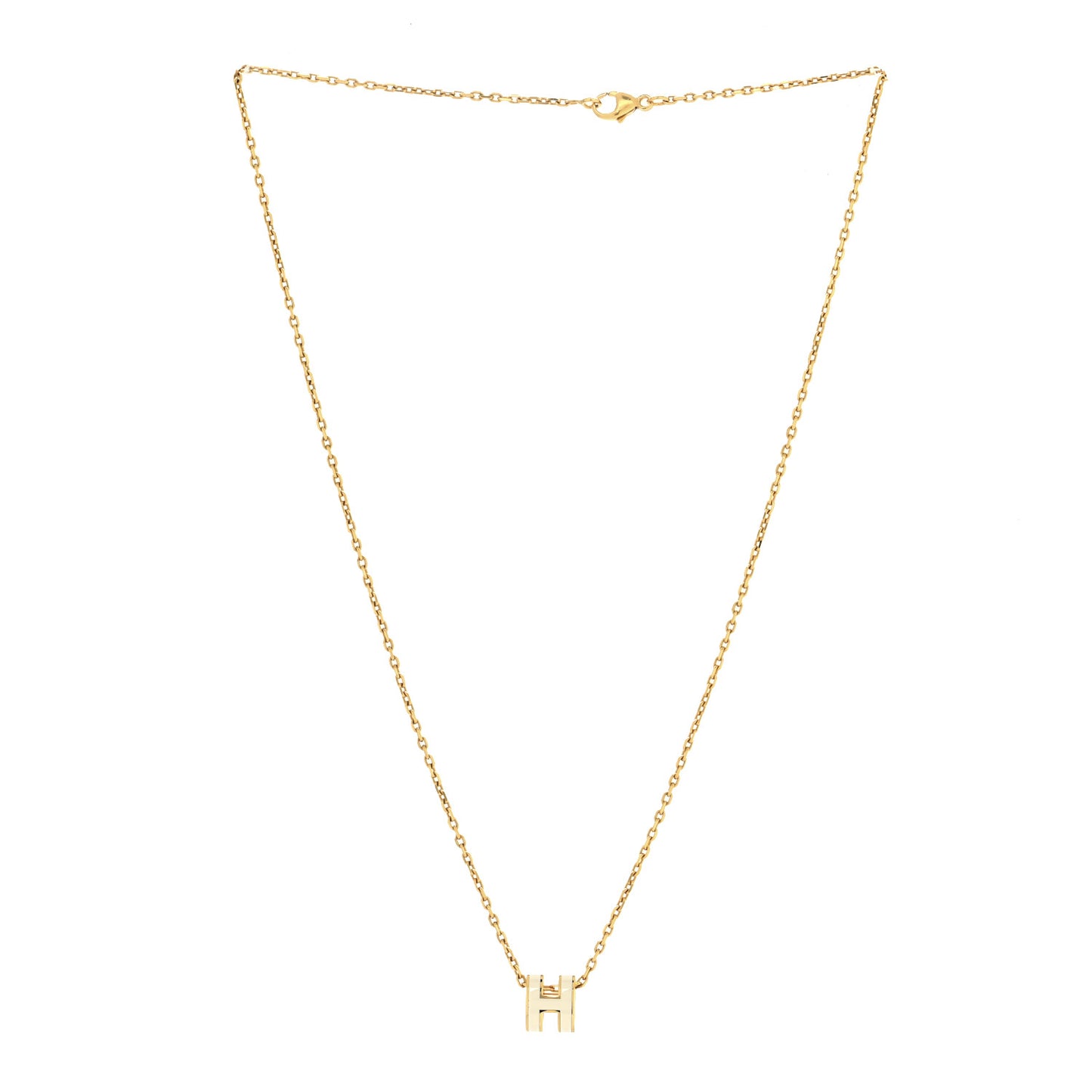 Lacquered Rose Gold Mini Pop H Pendant Necklace White